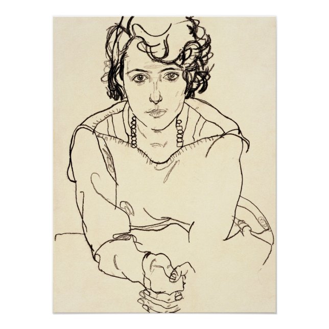 Pôster Egon Schiele - Mulher Assentada (Frente)