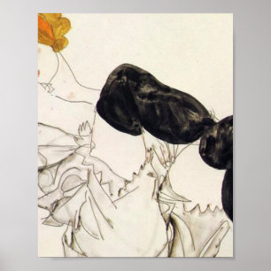 Poster Egon Schiele - Mulher Em Penas Negras