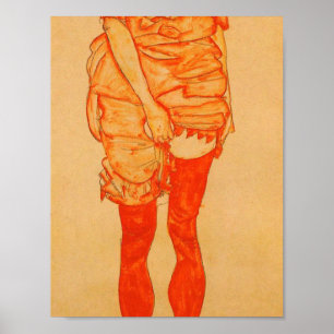 Poster Egon Schiele - Mulher Permanente Em Vermelho