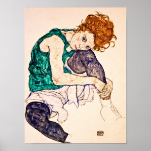 Poster Egon Schiele - Mulher Sentada Com Pernas Desenhada