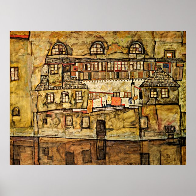Poster Egon Schiele - Muro da Casa no Rio (Frente)