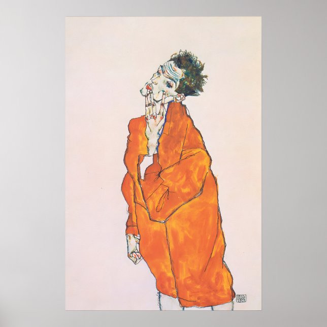 Poster Egon Schiele 'Orange Jacket' Print Expressionism (Frente)