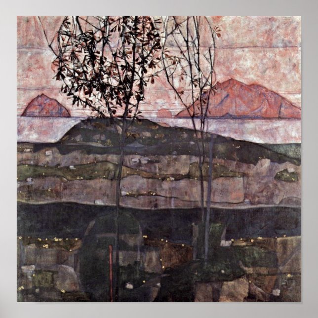 Pôster Egon Schiele - pôr o sol (Frente)