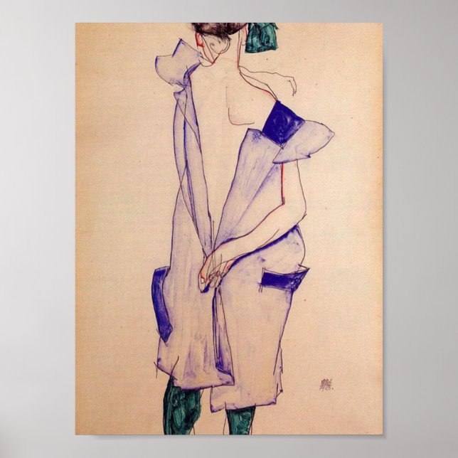 Poster Egon Schiele - Rapariga Em Pé Azul (Frente)