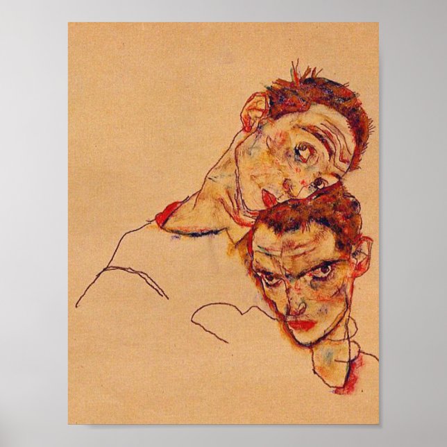 Poster Egon Schiele - Retrato Automático Duplo (Frente)