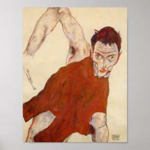 Poster Egon Schiele - Retrato Automático Em Um Empurrão C
