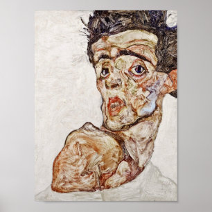 Poster Egon Schiele - retrato de auto com ombro aumentado