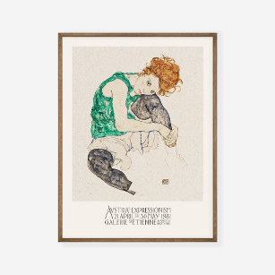 Poster Egon Schiele Sentou Mulher com Bent Knees de Belas