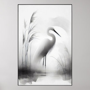 Poster Egret Graceful Em Mânsh