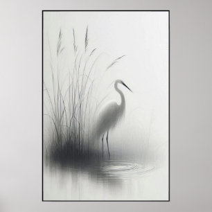 Poster Egret Graceful Em Mânsh