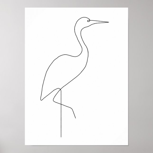 Poster Egret Minimalist Bird Line Art (Frente)