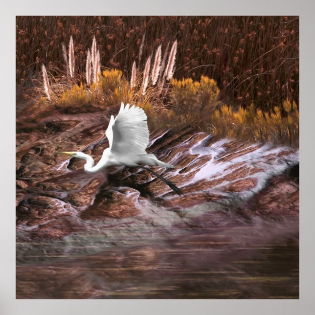 Poster Egrete Branco O LAGO É A VIDA (Frente)