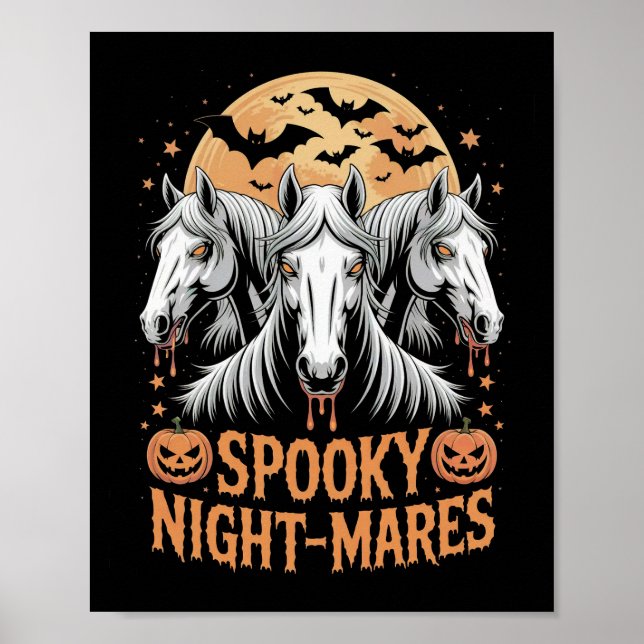 Poster Éguas de Noite Assustadora do Halloween Cavalo (Frente)