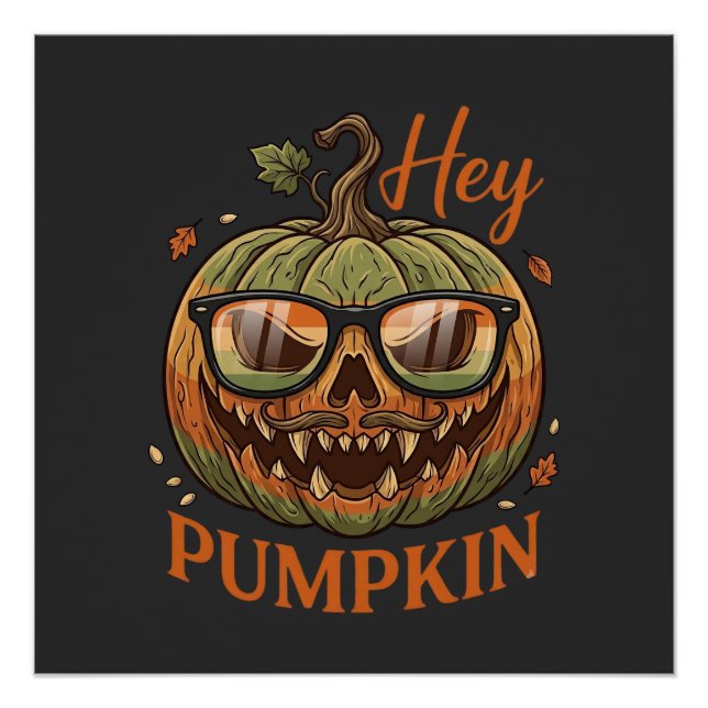 Pôster Ei Abóbora Óculos de Halloween Jack Lantern Bigode (Frente)