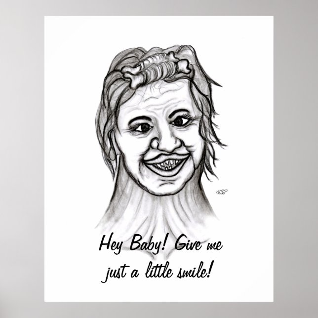 Pôster Ei, bebê! Me dê apenas um pequeno sorriso! (Frente)