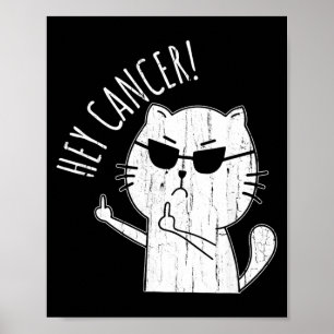 Poster Ei Câncer F U Gato Engraçado Dedo do Meio Câncer