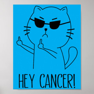 Poster Ei Câncer F U Gato Engraçado Dedo do Meio Câncer