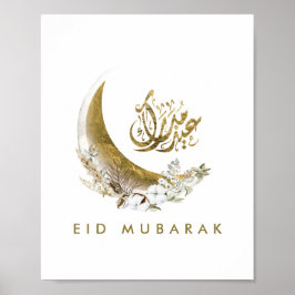 Poster Eid Mubarak | Caligrafia árabe | Lua Dourada