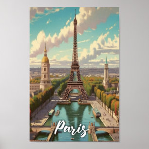 Poster Eiffel Paris França Vintage Familiar Viagem
