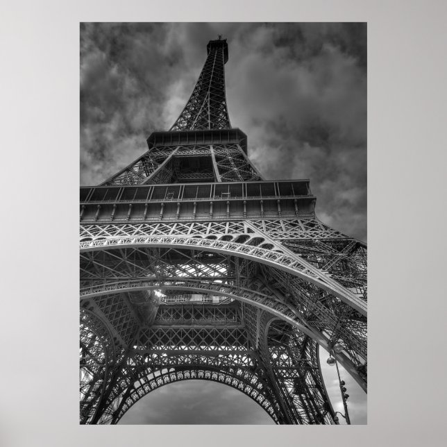 Poster Eiffel Tower, Paris, França B&W (Frente)