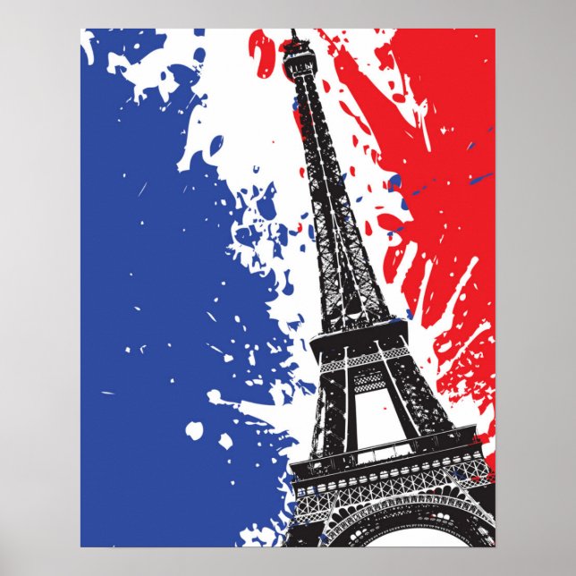 Poster Eiffel Tower | Paris, France | Grunge Flag (Frente)