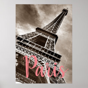 Poster Eiffel Tower Paris Sepia Vintage