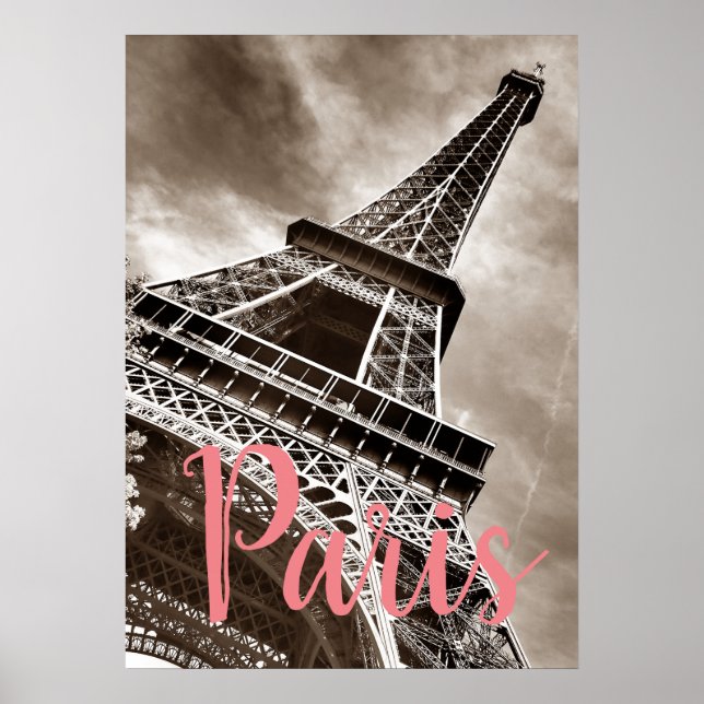 Poster Eiffel Tower Paris Sepia Vintage (Frente)