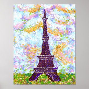 Poster Eiffel Tower Pointillism Bright Landscape K Hubler