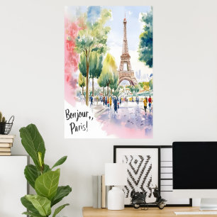 Poster Eiffel Tower Watercolor Dreamscape