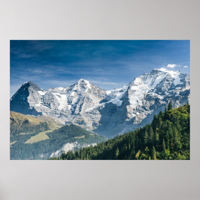 Poster Eiger, Mönch e Jungfrau, Suiça - Alpes suíços (Frente)