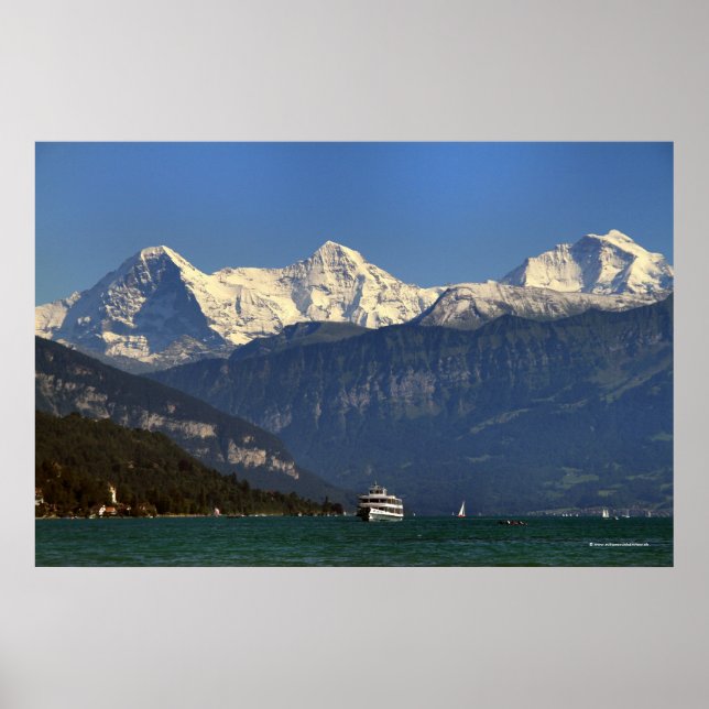 Pôster Eiger, Mönch & Jungfrau, Thunersee, Suiça (Frente)