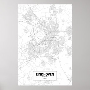 Poster Eindhoven, Países Baixos (preto sobre branco)