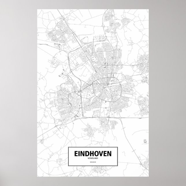 Poster Eindhoven, Países Baixos (preto sobre branco) (Frente)