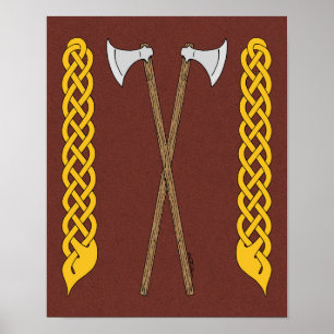 Pôster Eixos Dinamarquês/Viking Cruzados com Placa