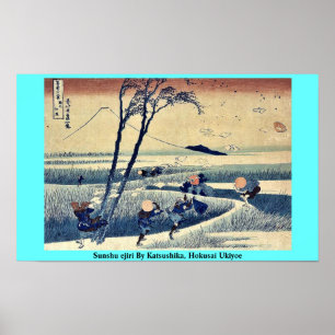 Pôster Ejiri de Sunshu por Katsushika, Hokusai Ukiyoe.