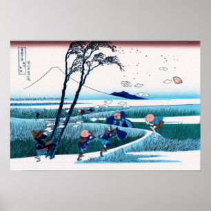 Pôster Ejiri na província de Suruga, Hokusai, artes plá
