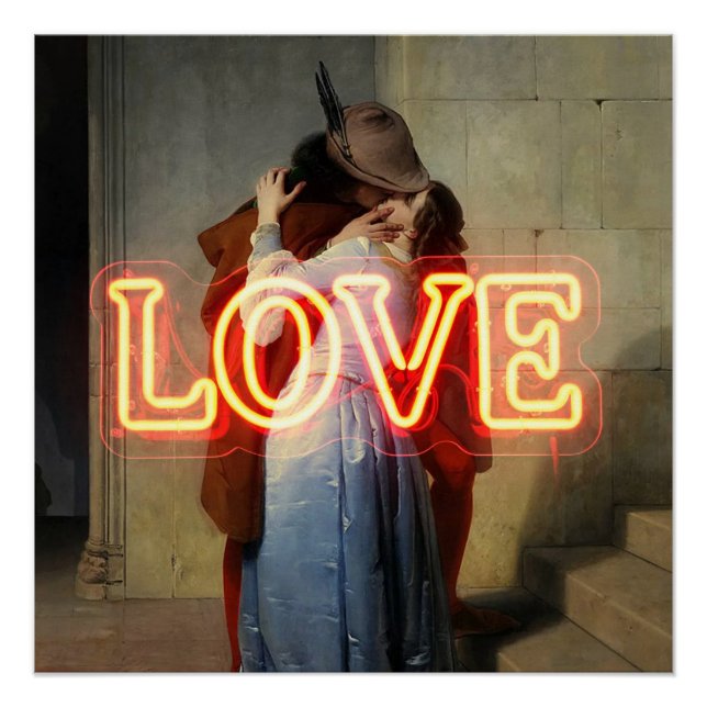 Pôster El Bacio Remix – Neon “LOVE” Wall Art & Merch (Frente)