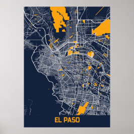 Poster EL Paso - Mapa de Cidade Bluefresh dos Estados Uni