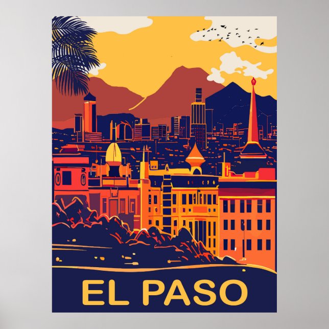 Poster El Paso, Texas, paisagem urbana, Viagem (Frente)
