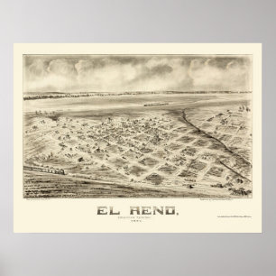 Pôster El Reno, OK Mapa Panorâmico - 1891