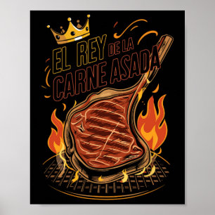 Poster El Rey De La Carne Asada Churrasco Cookout Mestre 