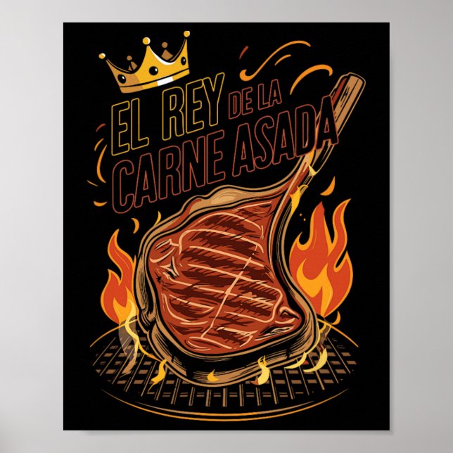 Poster El Rey De La Carne Asada Churrasco Cookout Mestre  (Frente)
