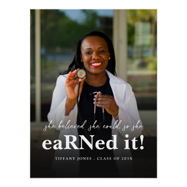 Pôster Ela Acreditava Na Graduação De Foto De Enfermeira (Frente)