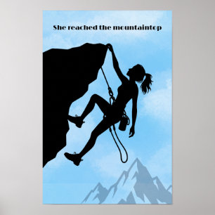 Poster Ela Atingiu o Topo da Montanha Fortalecendo Mulher