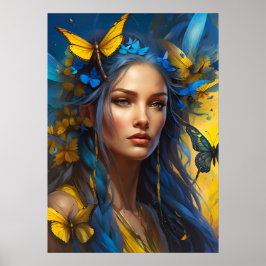 Poster Ela das Borboletas | Arte Digital
