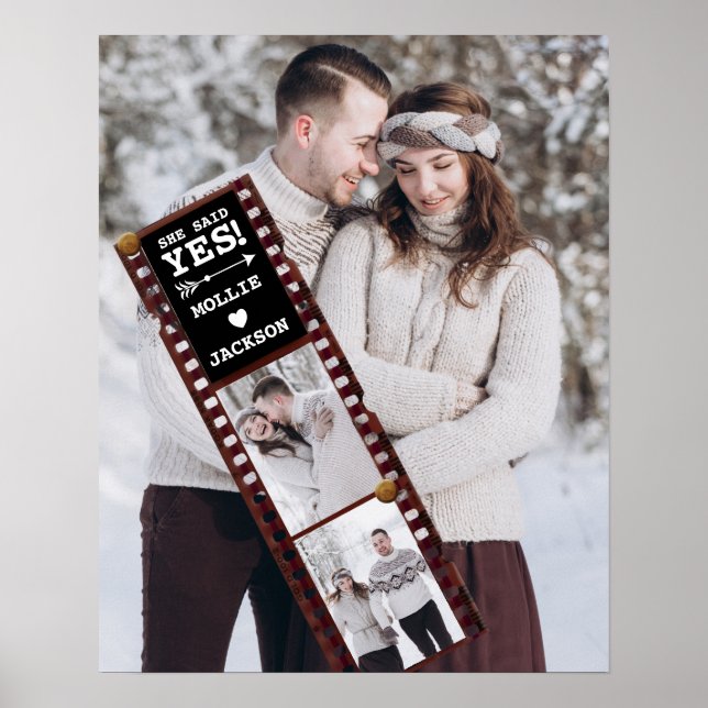 Poster Ela Disse Sim Anúncio Do Noivado Fotográfico (Frente)