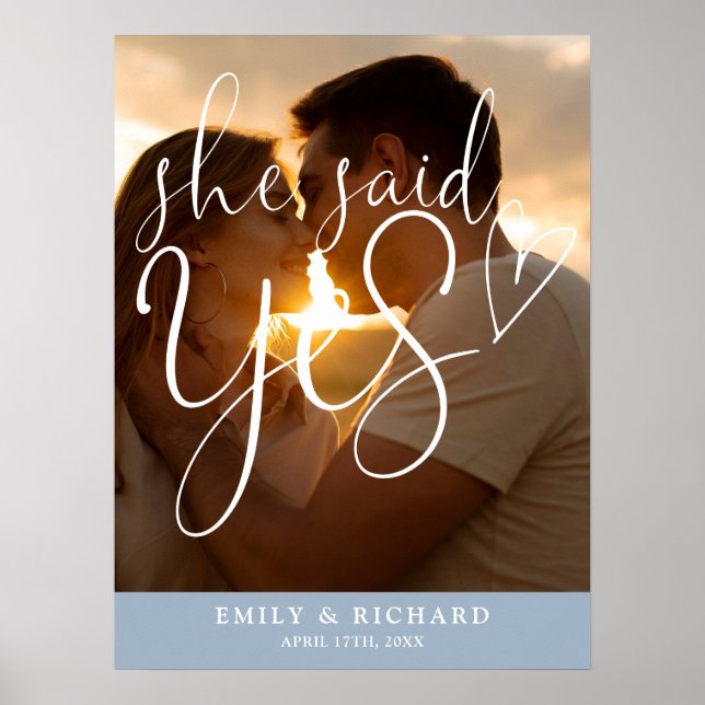 Poster Ela Disse Sim Foto Festa de noivado Sinal De Boas- (Frente)