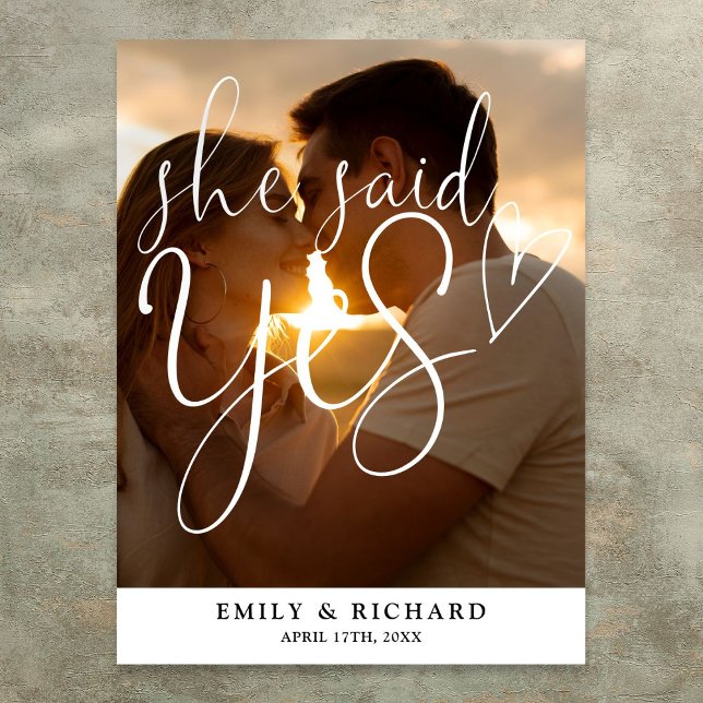 Poster Ela Disse Sim Foto Festa de noivado Sinal De Boas- (She Said Yes Engagement Party Photo Welcome Sign)