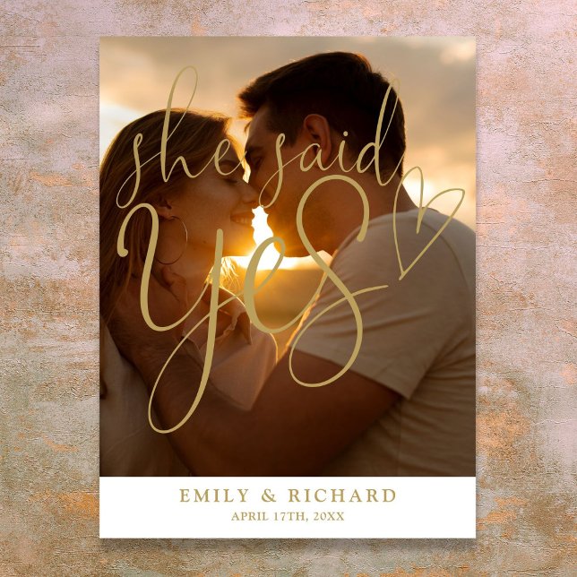 Poster Ela Disse Sim Foto Festa de noivado Sinal De Boas- (She Said Yes Engagement Party Photo Welcome Sign)