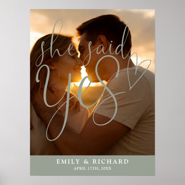 Poster Ela Disse Sim Sage Noivado Foto Sinal de Boas-vind (Frente)